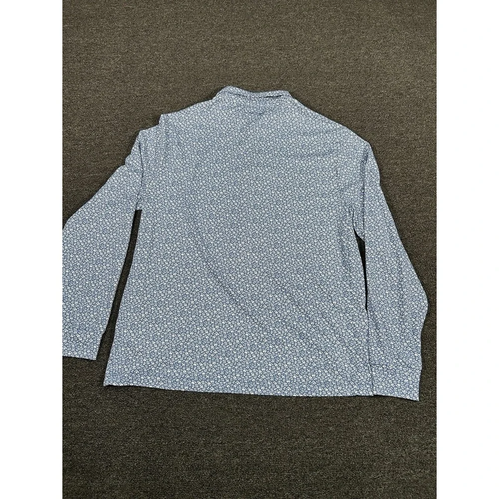 J. Crew Oarsman Shirt Men's XL Blue Henley Floral Print Coolmax Preppy‎ Golf L/S